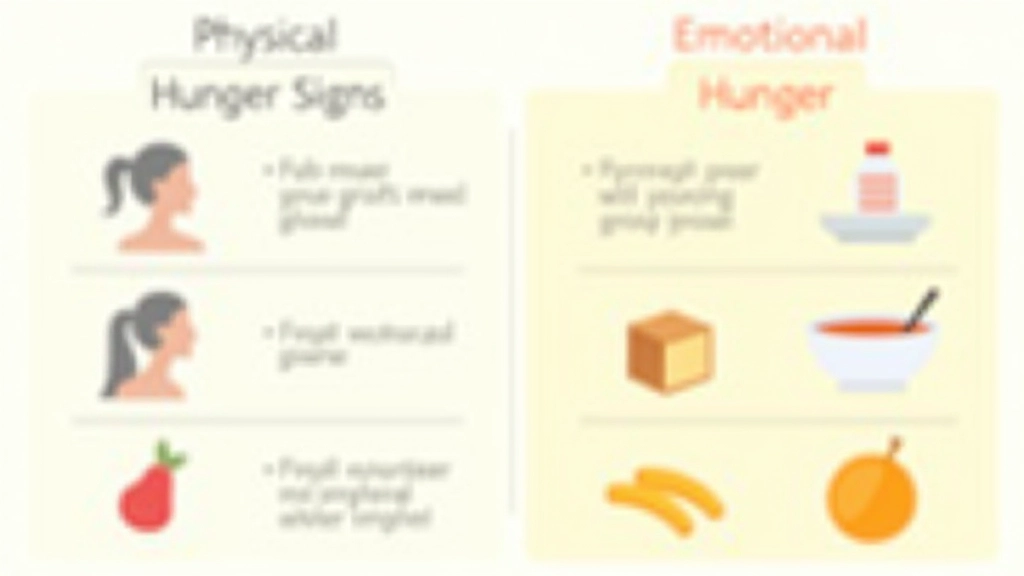 Gráfico comparativo mostrando os sinais físicos da fome e da fome emocional lado a lado